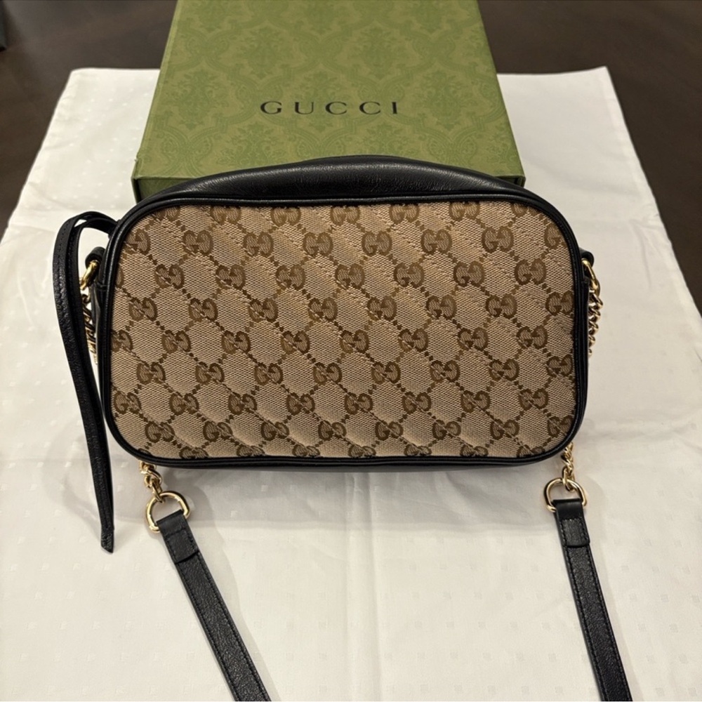 Gucci Beige and Black GG Crossbody Bag - Picture 13 of 15